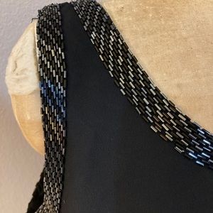 2pc black beaded chiffon top and cover up